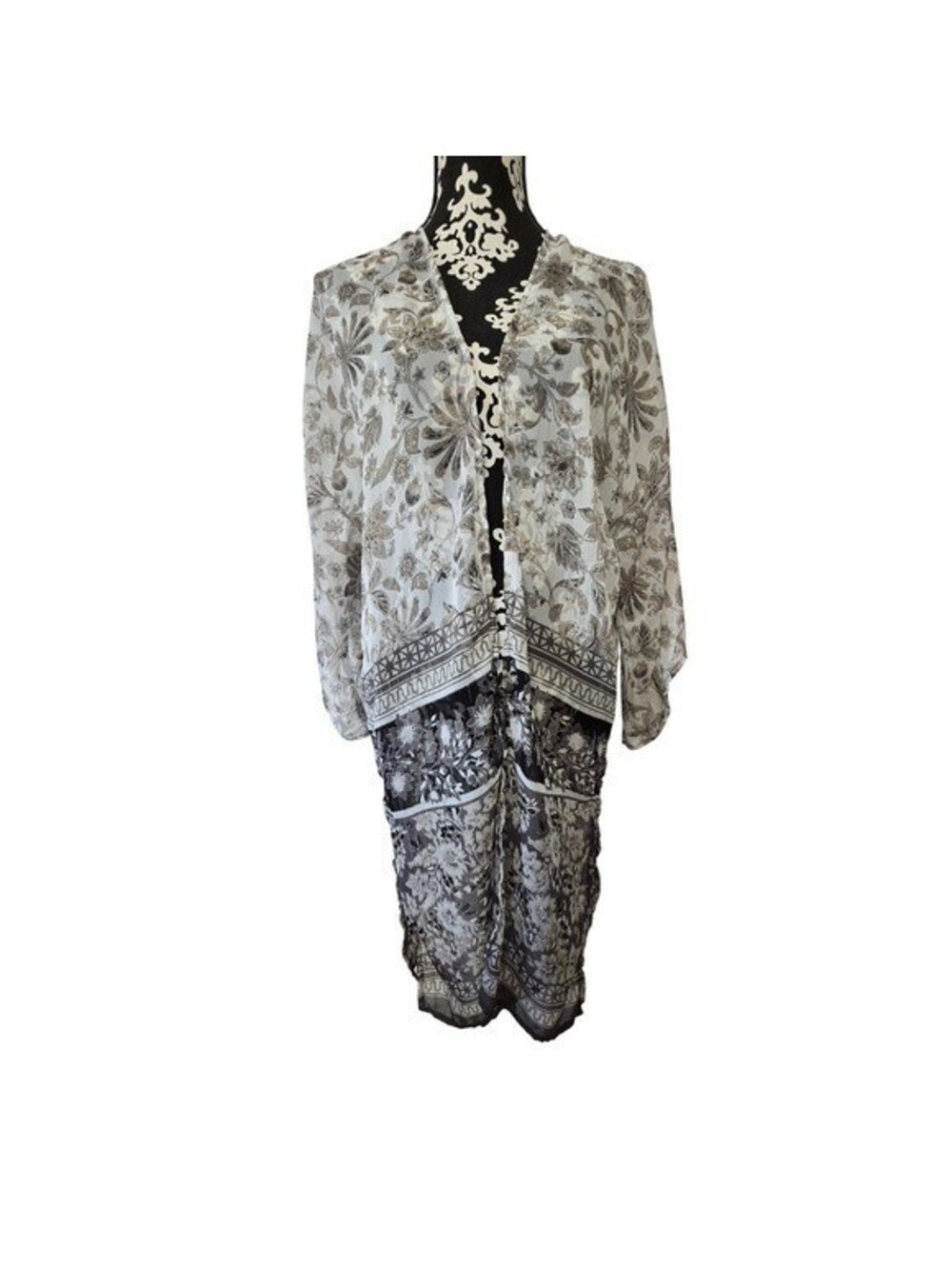 APT. 9 Floral Sheer Kimono Cardigan Lightweight Open Front